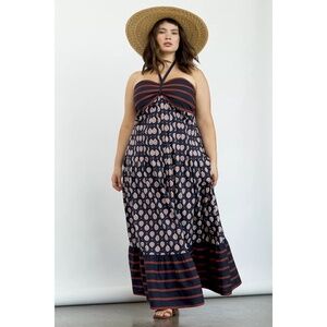 NWT!! ANTHROPOLOGIE Zosime Halter Maxi Dress Smocked Tribal Mosaic Print 24W